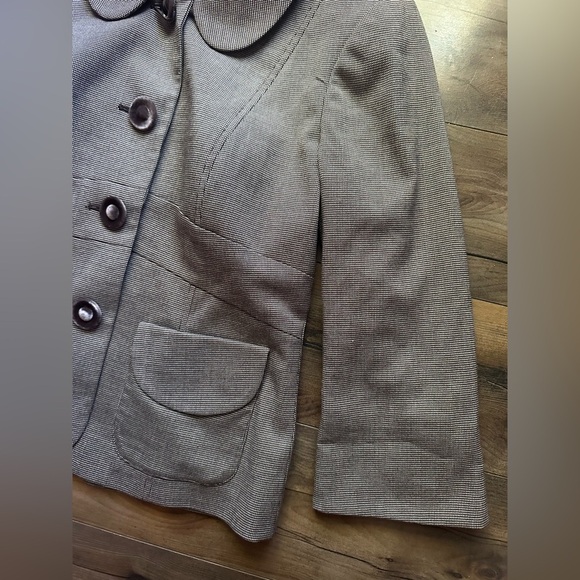 Nic + Zoe Micro Check Structured Jacket | Size 6 | Brown & Cream - Picture 8 of 13